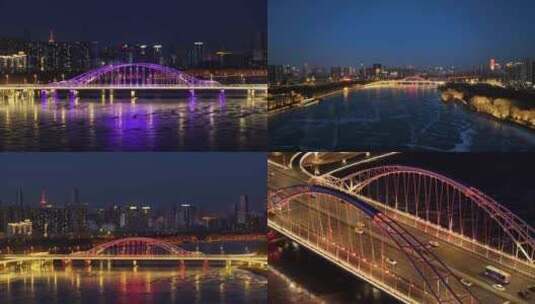 4K城市夜晚夜景北方城市桥梁亮化高清在线视频素材下载