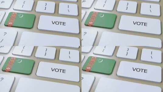 土库曼斯坦投票在国家国旗和按钮3D动画高清在线视频素材下载