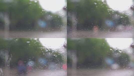 下雨天车窗外街景雨天道路交通车流窗户风景高清在线视频素材下载