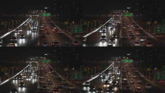 高架桥城市夜景车流高清在线视频素材下载