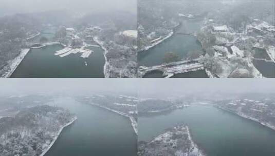 4K航拍南京浦口珍珠泉下雪合集高清在线视频素材下载