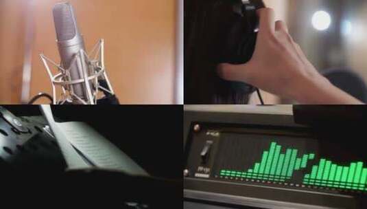 录音棚唱歌录歌录音室话筒音波录音设备高清在线视频素材下载