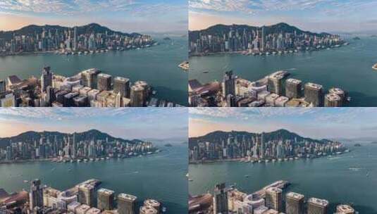 香港城市九龙尖沙咀航拍高清在线视频素材下载