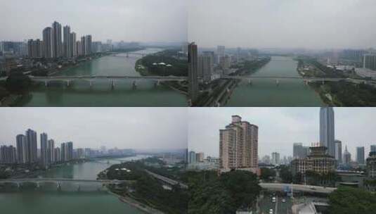 广西南宁邕江大桥交通桥梁航拍高清在线视频素材下载