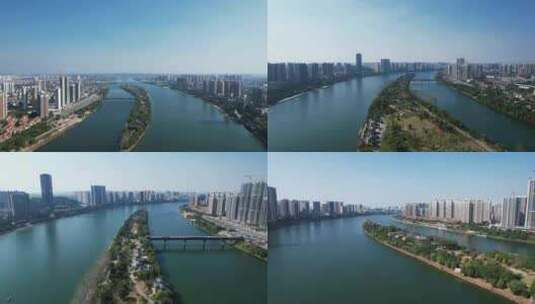 湖南衡阳湘江东洲岛航拍高清在线视频素材下载