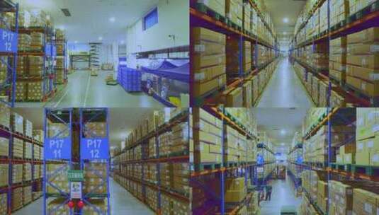 物流仓库 货架 库房 货物运输高清在线视频素材下载