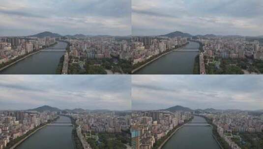 广东韶关城市风光两岸建筑航拍高清在线视频素材下载