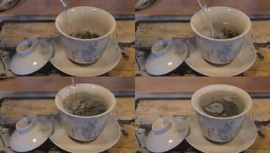茶叶茶艺泡茶冲茶倒茶喝茶高清在线视频素材下载