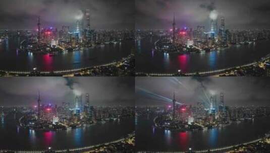 上海陆家嘴灯光秀航拍延时高清在线视频素材下载