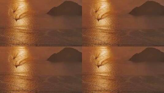 4K航拍夕阳海面余晖金色海洋高清在线视频素材下载