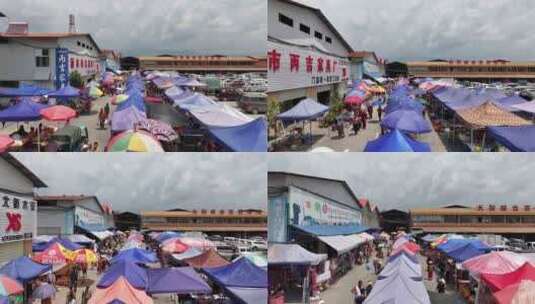 瑞丽综合农贸市航拍高清在线视频素材下载