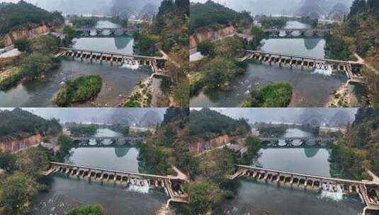 广西河池巴马盘阳河风景区航拍0811高清在线视频素材下载