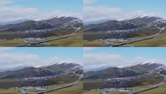 航拍青藏高原青海祁连山脉天境祁连雪山雪景高清在线视频素材下载