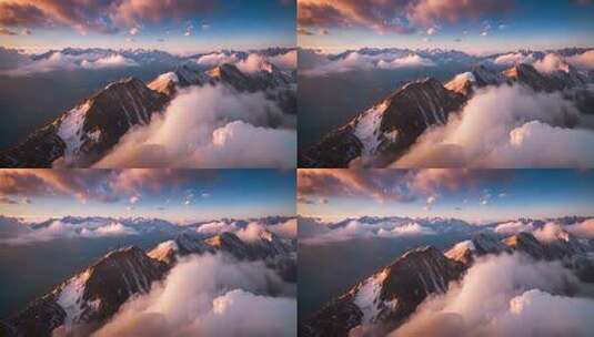 雪山云海壮丽全景高清在线视频素材下载
