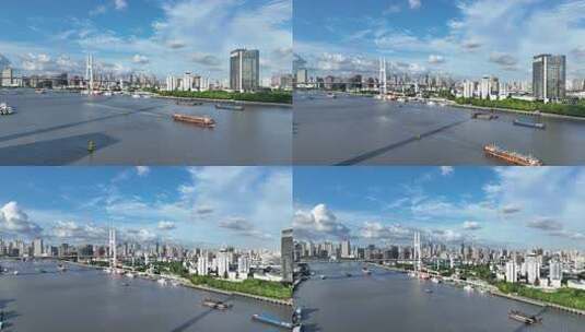 南浦大桥上海城市风光俯瞰高清在线视频素材下载
