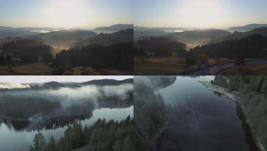 山间日出森林云雾景观高清在线视频素材下载