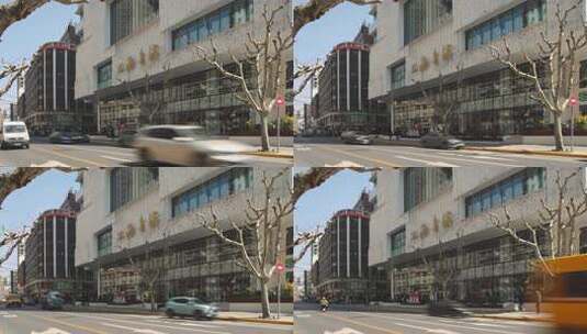 上海书城福州路城市街道街景车流人流慢门高清在线视频素材下载