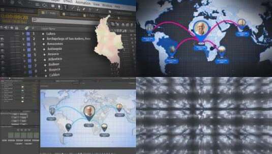 哥伦比亚共和国动画头像路线地图套件包AE模板高清AE视频素材下载