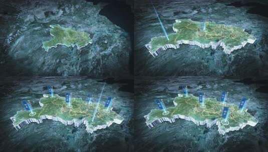 俯冲湖北省三维地图高清AE视频素材下载