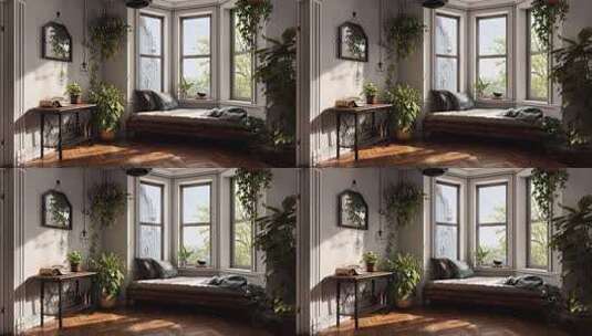 室内窗边绿植装饰家居场景高清在线视频素材下载