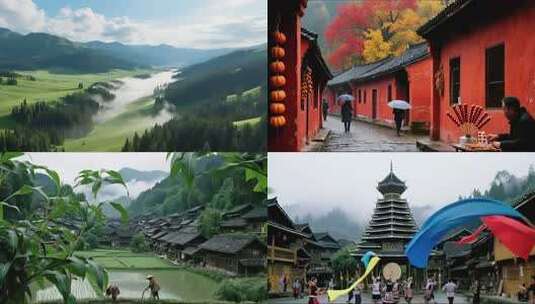 古镇风情与民俗表演合集高清在线视频素材下载