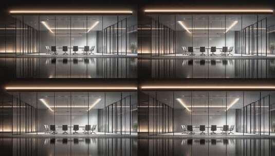 现代办公室玻璃会议室内部设计高清在线视频素材下载