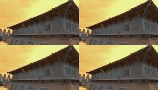 夕阳下的大明宫高清在线视频素材下载