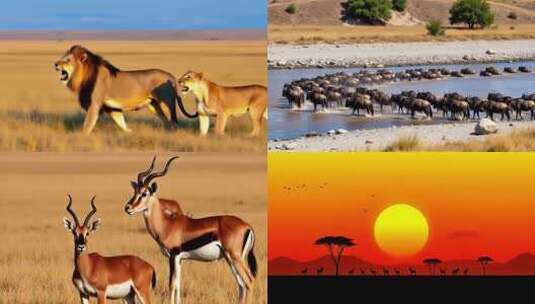 非洲草原野生动物集锦高清在线视频素材下载