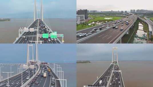 深中通道堵车航拍合集2高清在线视频素材下载