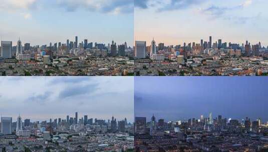 天津城市天际线日转夜延时高清在线视频素材下载