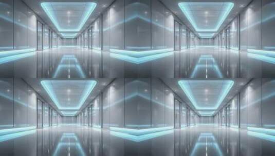 未来科技感走廊呈现极简主义风格高清在线视频素材下载