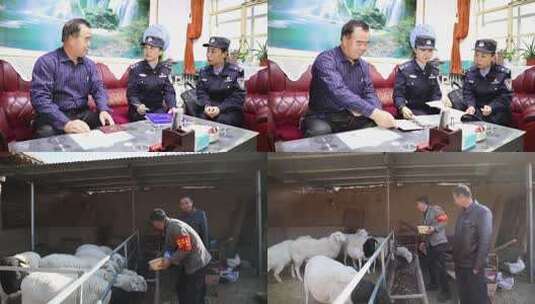 政府工作人员与民警乡村互动入户走访高清在线视频素材下载