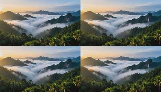 海南五指山热带雨林国家森林公园日出云海高清在线视频素材下载