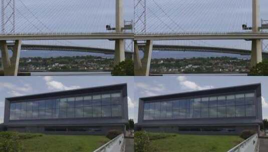 英国苏格兰东海岸昆斯费里大桥警室纵览貌高清在线视频素材下载