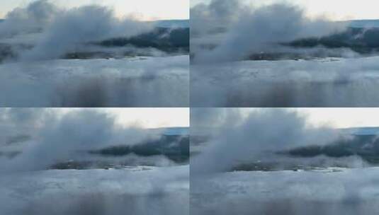 航拍山林湖泊云雾缥缈高清在线视频素材下载