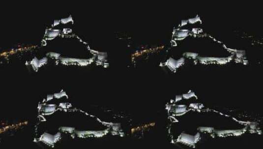 西藏江孜宗山古堡夜景航拍高清在线视频素材下载