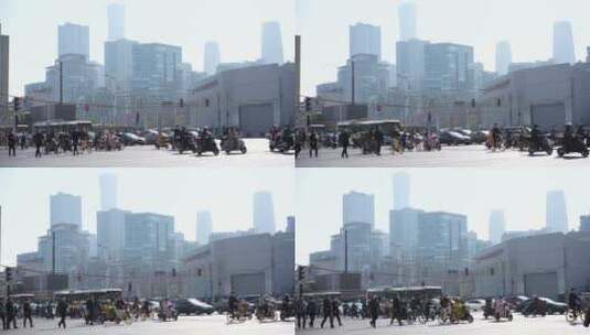 清晨北京城市大城市交通高清在线视频素材下载