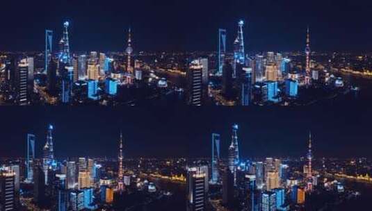 上海白玉兰夜景环绕航拍高清在线视频素材下载