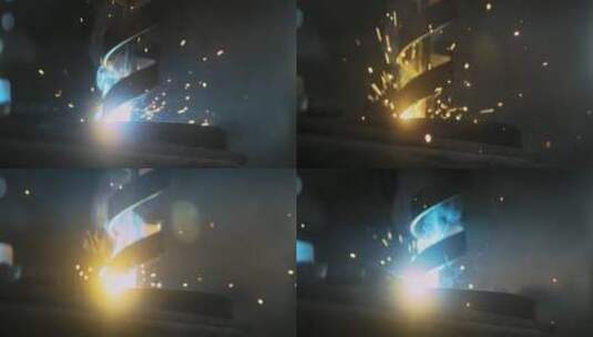 焊接机焊接金属激起火花高清在线视频素材下载