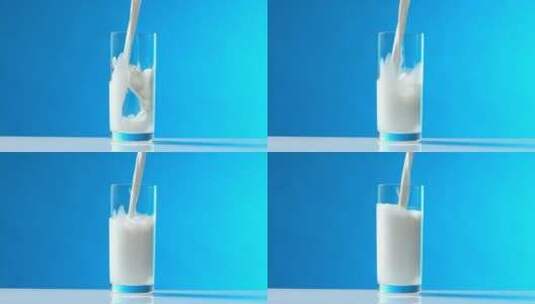 牛奶倒入玻璃杯中高清在线视频素材下载
