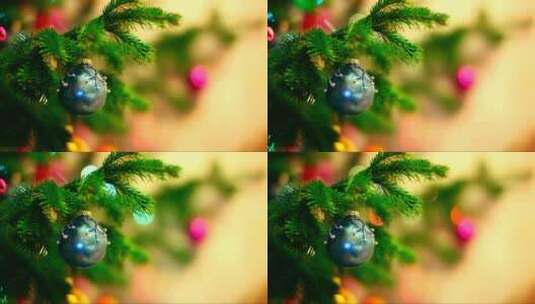 挂在树上的圣诞球高清在线视频素材下载