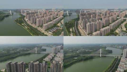 北京市通州燕郊潮白河航拍高清在线视频素材下载