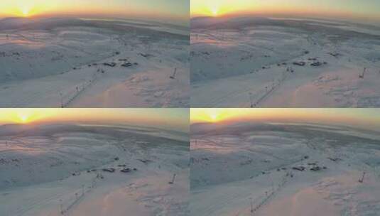    黄昏户外滑雪场天际线景观高清在线视频素材下载