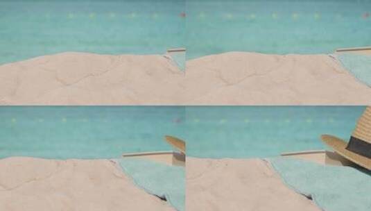 夏季假期概念沙滩上的太阳帽高清在线视频素材下载