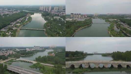 涿州永济公园4K航拍高清在线视频素材下载