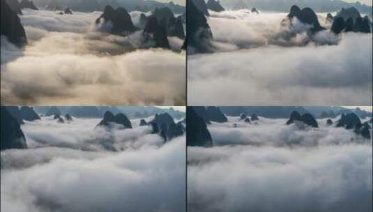 广西桂林喀斯特地貌相公山云海日出高清在线视频素材下载