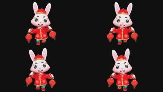 4K高清3D卡通兔子无缝循环动画带透明通道高清在线视频素材下载