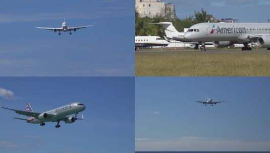 美国机场飞机起飞降落合集高清在线视频素材下载