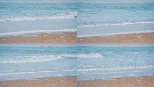 大海海边沙滩与海浪浪花高清在线视频素材下载
