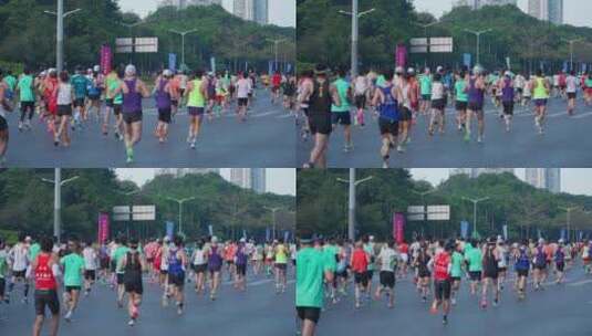 深圳马拉松人群奔跑的背影高清在线视频素材下载